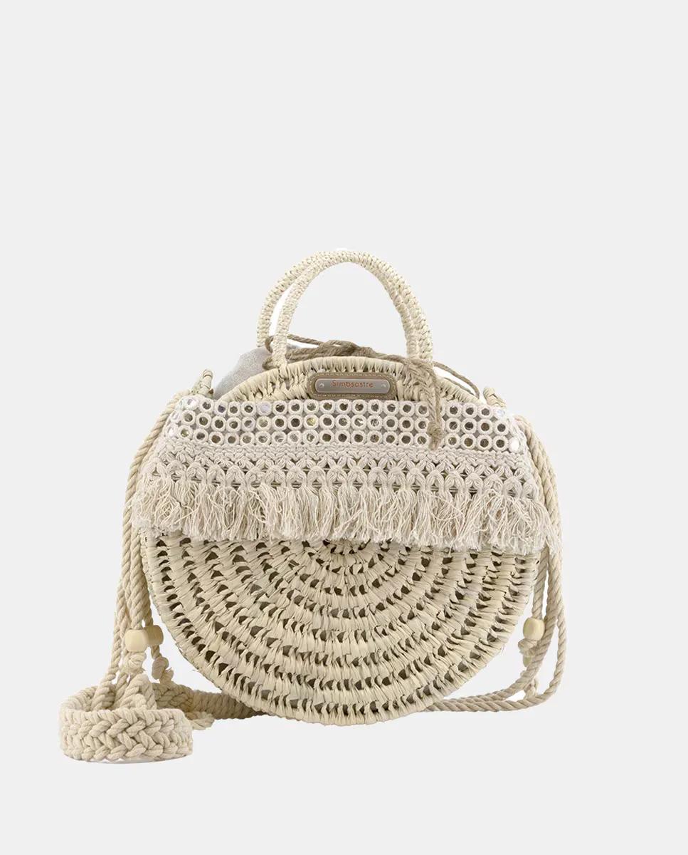 Круглая сумка среднего размера из натуральной пальмовой шерсти в сочетании с бахромой и зеркалами Simó Sastre, бежевый
Круглая сумка среднего размера из натуральной пальмовой шерсти в сочетании с бахромой и зеркалами Simó Sastre, бежевый