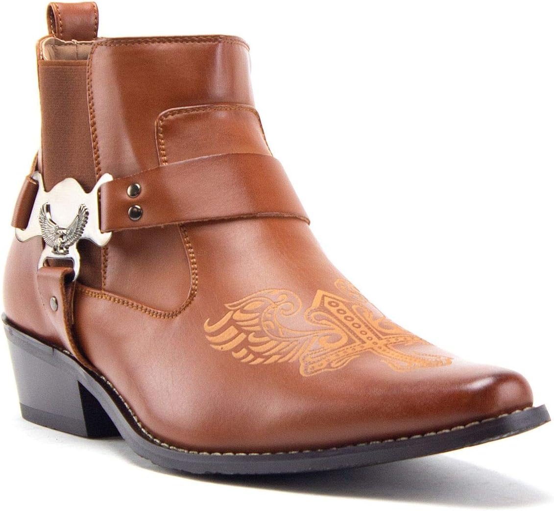 Мужские ковбойские ботинки Jazame в западном стиле, высокие до щиколотки, для мотоциклистов, с заостренным носком, мото-ботинки с перекрестным дизайном и пряжкой, Cognac Chain
Мужские ковбойские ботинки Jazame в западном стиле, высокие до щиколотки, для мотоциклистов, с заостренным носком, мото-ботинки с перекрестным дизайном и пряжкой, Cognac Chain