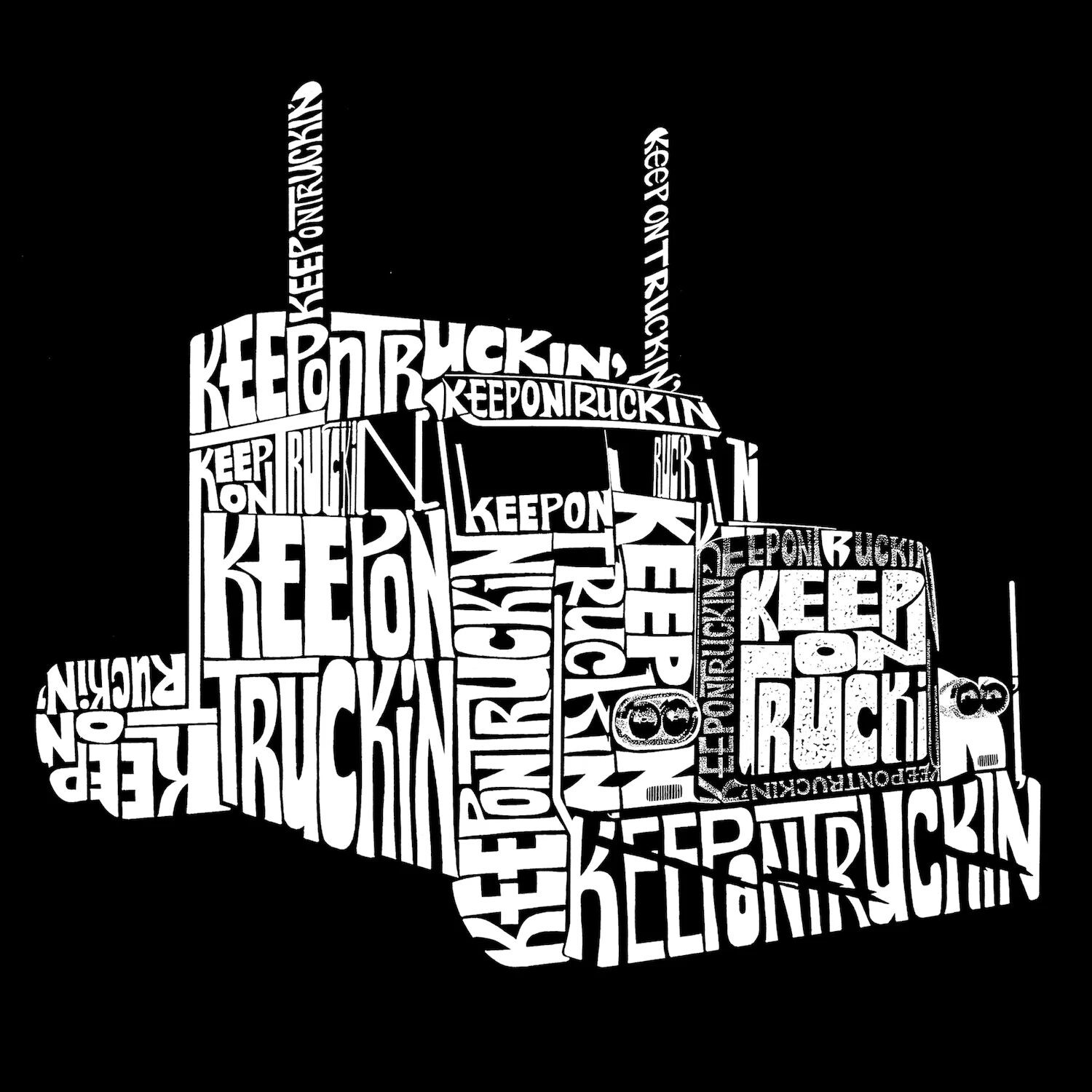 Keep On Truckin' — мужская футболка с рисунком Word Art LA Pop Art, серый
Keep On Truckin' — мужская футболка с рисунком Word Art LA Pop Art, серый