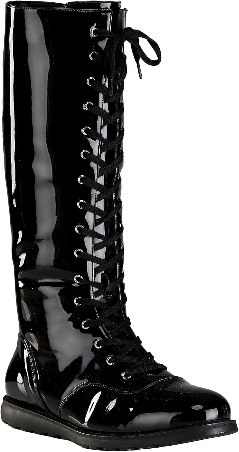 Мужские профессиональные рестлинг-бутсы до колена - черные, лаковая кожа, на шнуровке и с молниями, с рифленой резиновой подошвой Fun Costumes, черный
Мужские профессиональные рестлинг-бутсы до колена - черные, лаковая кожа, на шнуровке и с молниями, с рифленой резиновой подошвой Fun Costumes, черный