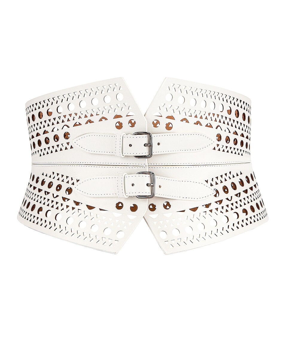 Ремень Alaïa Double Buckle, цвет Blanc Optique
Ремень Alaïa Double Buckle, цвет Blanc Optique