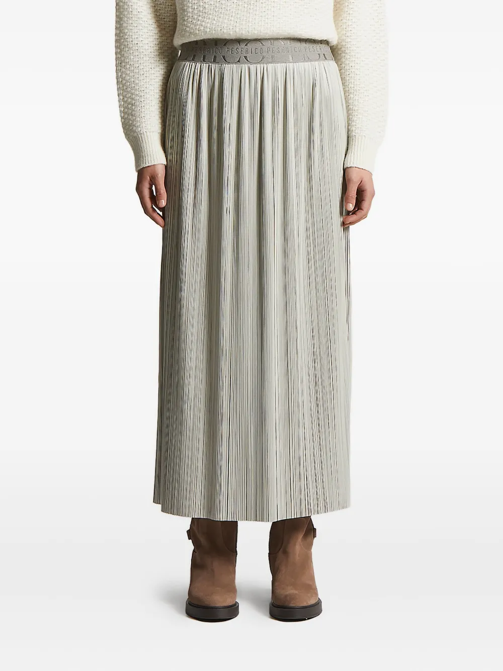 Юбка с плиссировкой и логотипом на поясе Peserico, нейтральный
Юбка с плиссировкой и логотипом на поясе Peserico, нейтральный