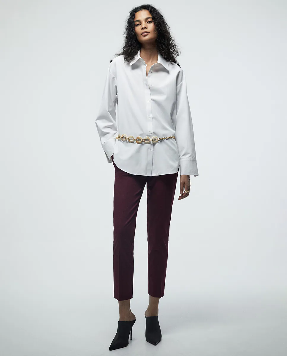 Брюки из сатина с пряжкой Sfera, бордовый
Брюки из сатина с пряжкой Sfera, бордовый