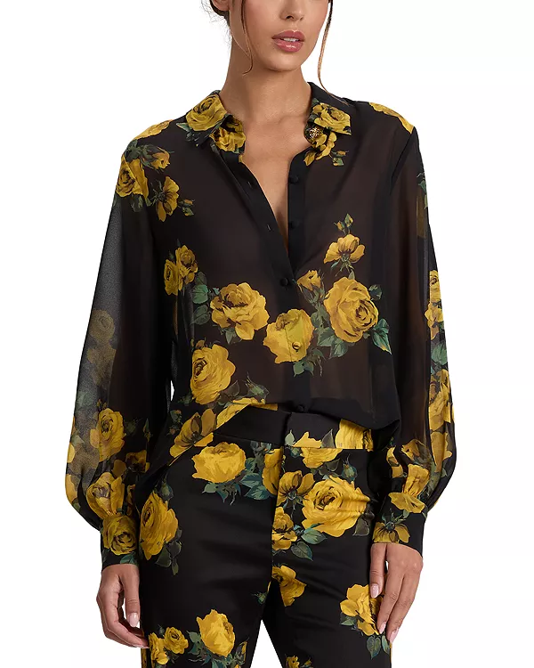 Рубашка с рукавами-блузонами от Candace Alice And Olivia, черный
Рубашка с рукавами-блузонами от Candace Alice And Olivia, черный