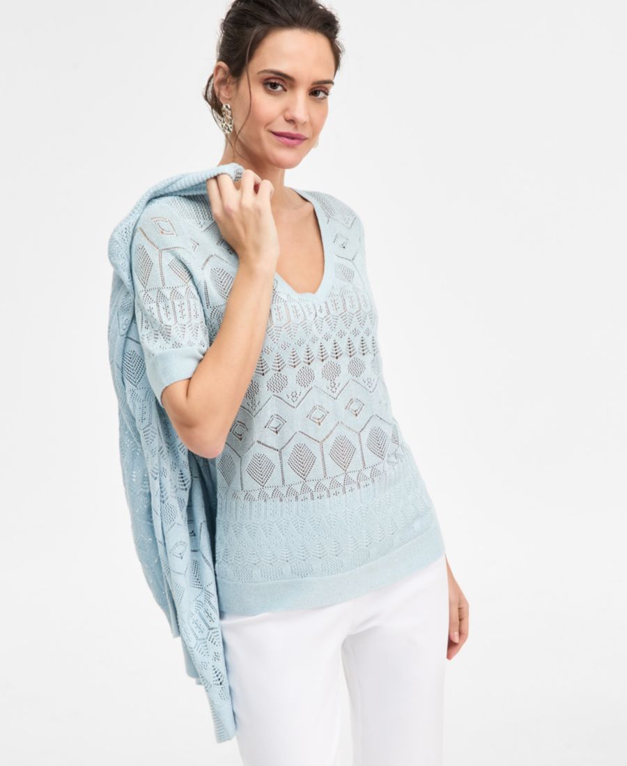 Укороченный свитер с короткими рукавами и V-образным вырезом, эксклюзивно для Macy's JM Collection, Soft Sand Lurex Combo
Укороченный свитер с короткими рукавами и V-образным вырезом, эксклюзивно для Macy's JM Collection, Soft Sand Lurex Combo