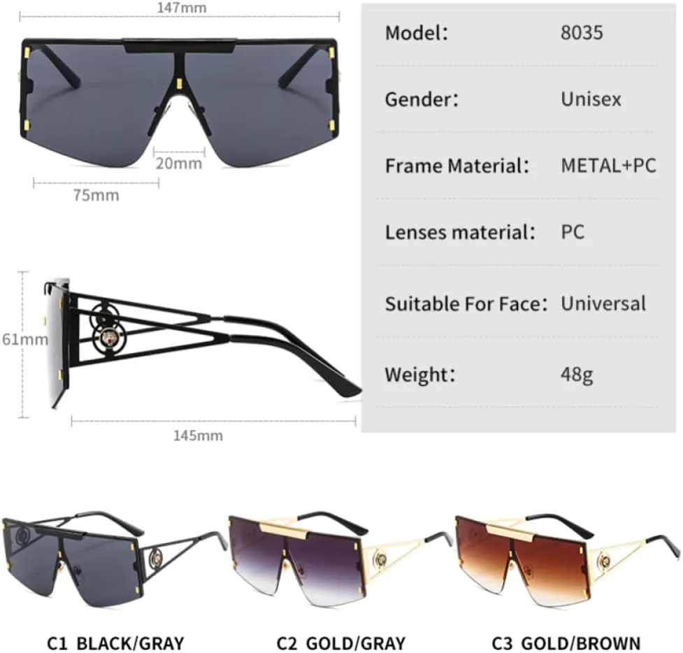 Солнцезащитные очки-щитки для женщин и мужчин, модные, с градиентными линзами из поликарбоната и оправой из сплава MTZJH, C3
Солнцезащитные очки-щитки для женщин и мужчин, модные, с градиентными линзами из поликарбоната и оправой из сплава MTZJH, C3