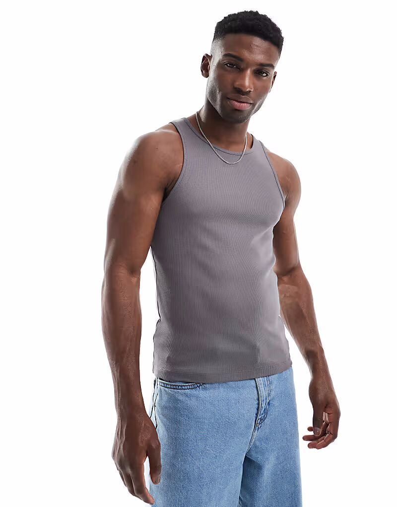 Майка ASOS DESIGN в рубчик, угольного цвета
Майка ASOS DESIGN в рубчик, угольного цвета