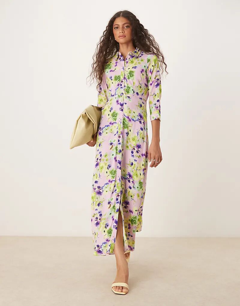 Платье-рубашка макси YAS с крупным бледно-сиреневым цветочным принтом
Платье-рубашка макси YAS с крупным бледно-сиреневым цветочным принтом