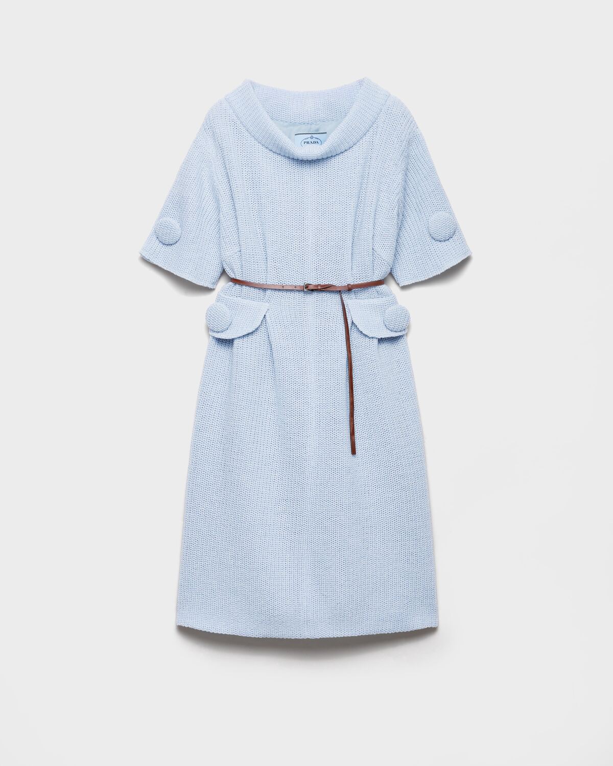 Трикотажное платье из мулинированной шерсти Prada, голубой
Трикотажное платье из мулинированной шерсти Prada, голубой