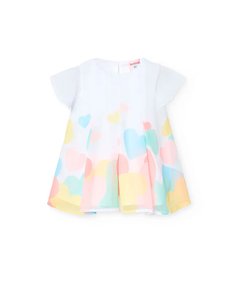 Шифоновое платье для девочки с разноцветными сердечками Boboli, белый
Шифоновое платье для девочки с разноцветными сердечками Boboli, белый