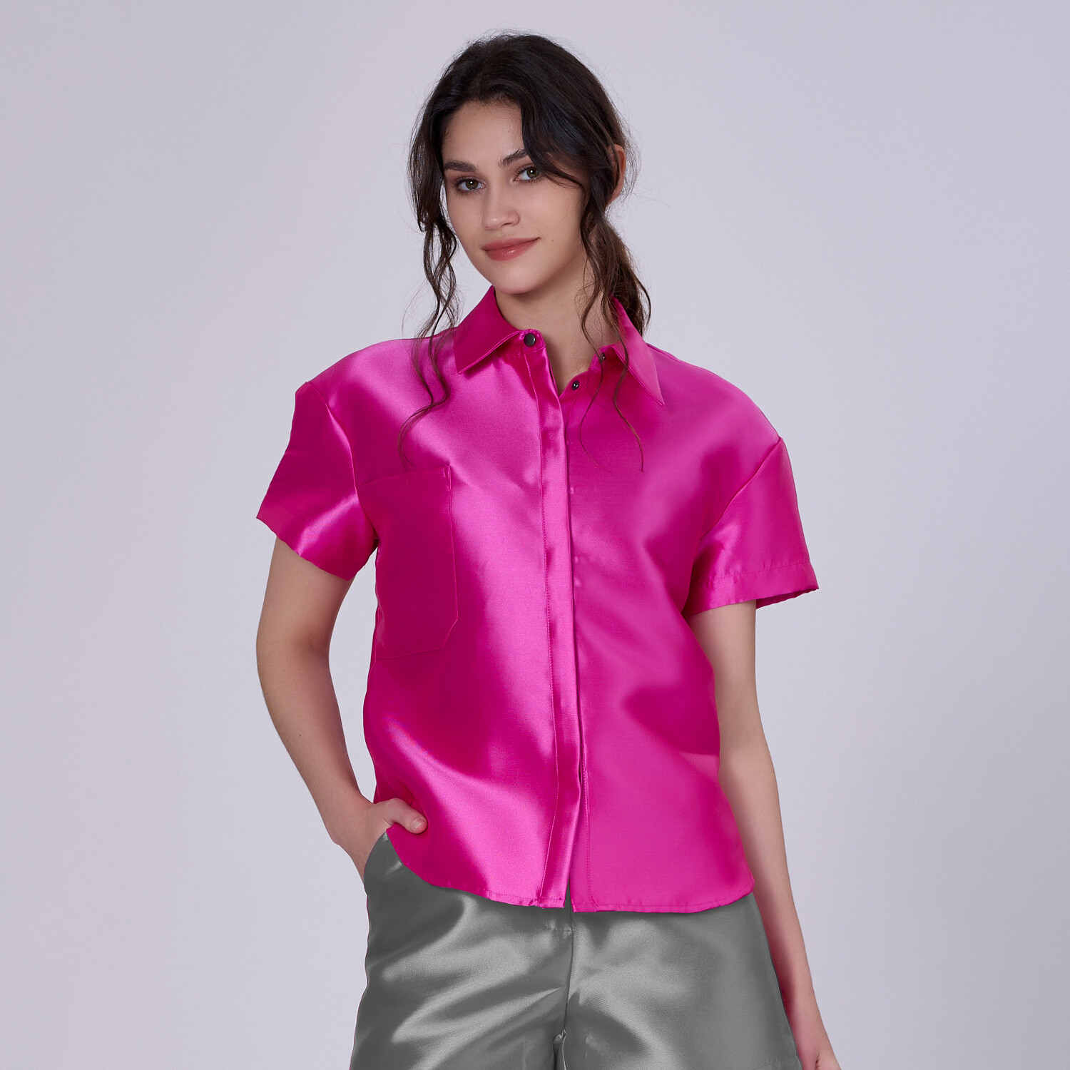 Рубашка с короткими рукавами из тафты S&J Weekends, фуксия
Рубашка с короткими рукавами из тафты S&J Weekends, фуксия