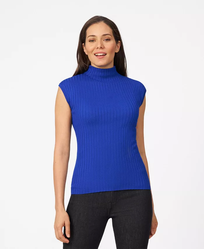 Женский свитер с ребристой вязкой, высоким воротником и короткими рукавами Cable & Gauge, синий
Женский свитер с ребристой вязкой, высоким воротником и короткими рукавами Cable & Gauge, синий