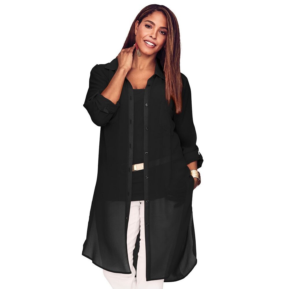 Женская прозрачная туника больших размеров с жоржеттой Jessica London Mega Туника, черный
Женская прозрачная туника больших размеров с жоржеттой Jessica London Mega Туника, черный