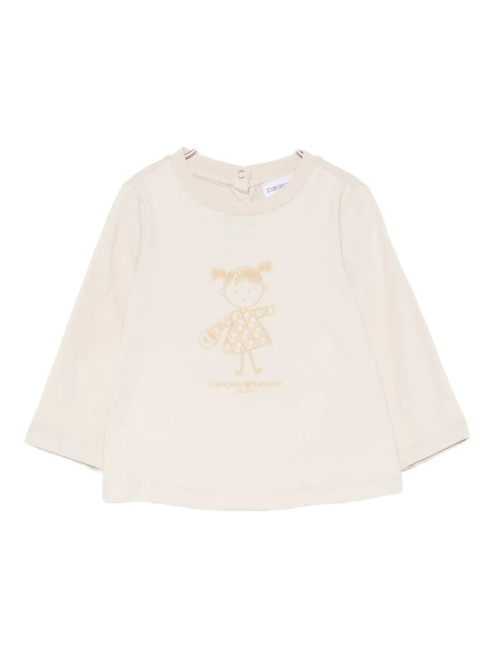 Топ с длинными рукавами и принтом девушки Emporio Armani Kids, нейтральный 
Топ с длинными рукавами и принтом девушки Emporio Armani Kids, нейтральный