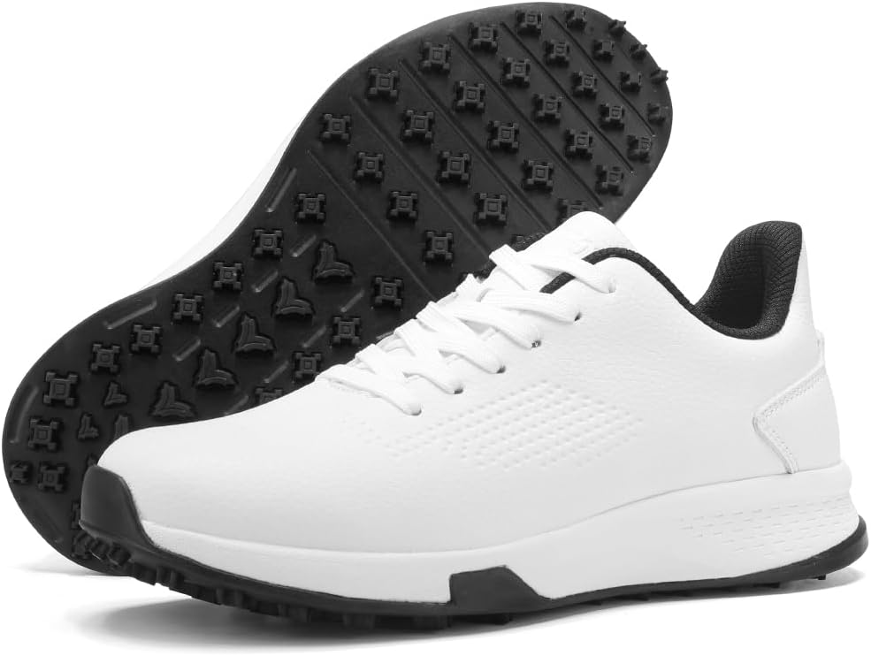 Мужские гольф-туфли с шипами, подходят для газонов и открытой травы, водонепроницаемая и противоскользящая обувь для гольфа для мужчин и женщин Civhom, белый
Мужские гольф-туфли с шипами, подходят для газонов и открытой травы, водонепроницаемая и противоскользящая обувь для гольфа для мужчин и женщин Civhom, белый