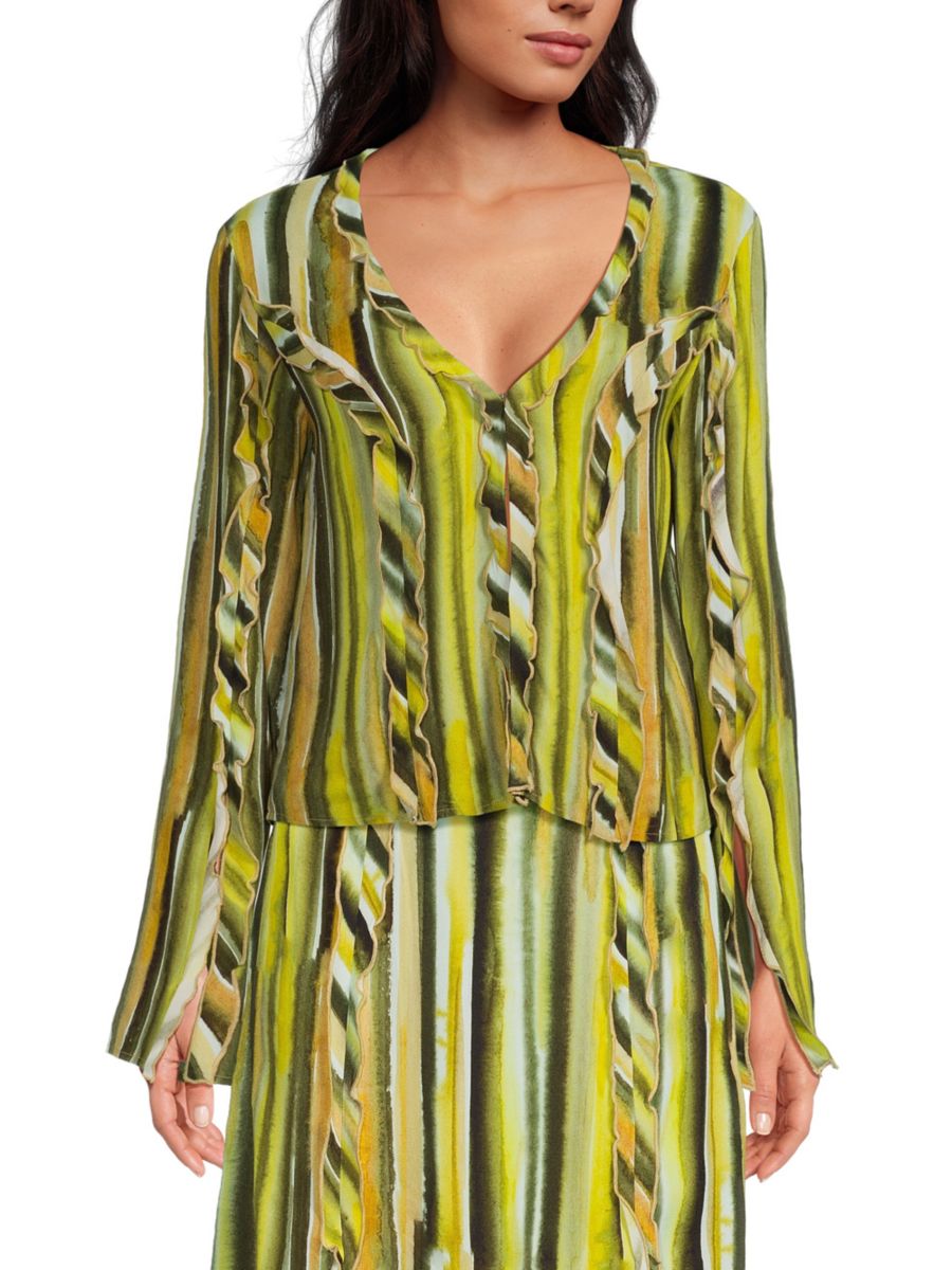 Топ с оборками в стиле тай-дай Third Form, цвет Green Multi 
Топ с оборками в стиле тай-дай Third Form, цвет Green Multi