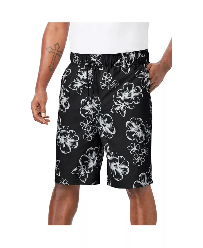 Высокие плавки с принтом гибискуса (8 дюймов) KingSize, черный 
Высокие плавки с принтом гибискуса (8 дюймов) KingSize, черный