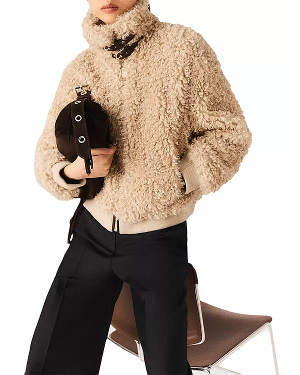 Брюнистый укороченный жакет из букле Maje, бежевый
Брюнистый укороченный жакет из букле Maje, бежевый