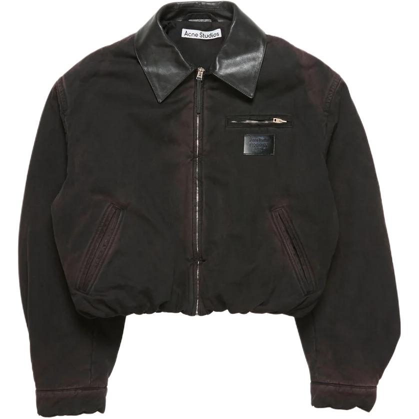 Куртка с кожаным воротником и логотипом Acne Studios, черный
Куртка с кожаным воротником и логотипом Acne Studios, черный