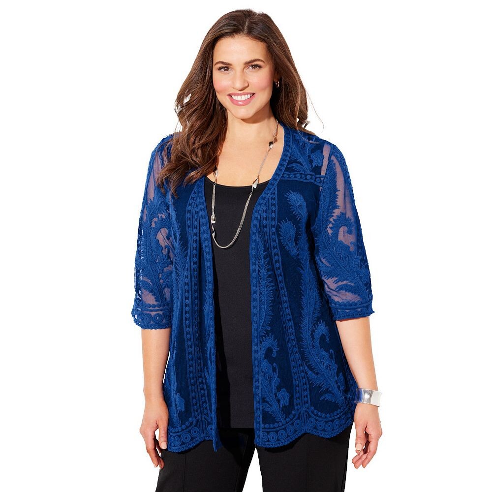 Женский сетчатый кардиган больших размеров Catherines, связанный крючком, цвет Dark Sapphire
Женский сетчатый кардиган больших размеров Catherines, связанный крючком, цвет Dark Sapphire