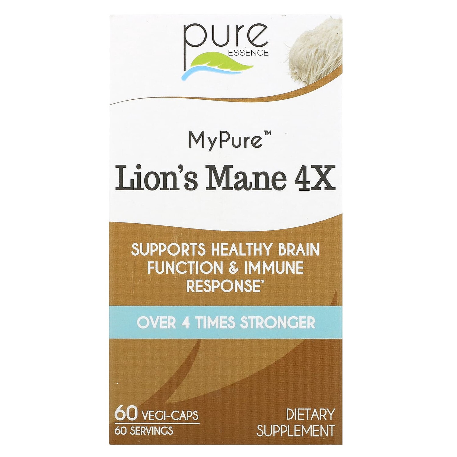 Pure Essence MyPure Lion's Mane 4X 60 Vegi-Caps
Pure Essence MyPure Lion's Mane 4X 60 Vegi-Caps