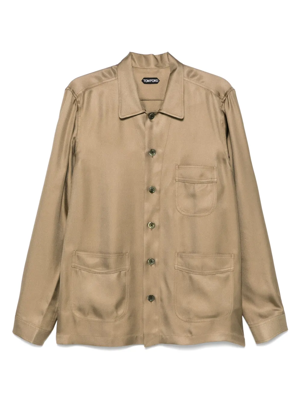 Твиловая рубашка из шелка TOM FORD, зеленый 
Твиловая рубашка из шелка TOM FORD, зеленый