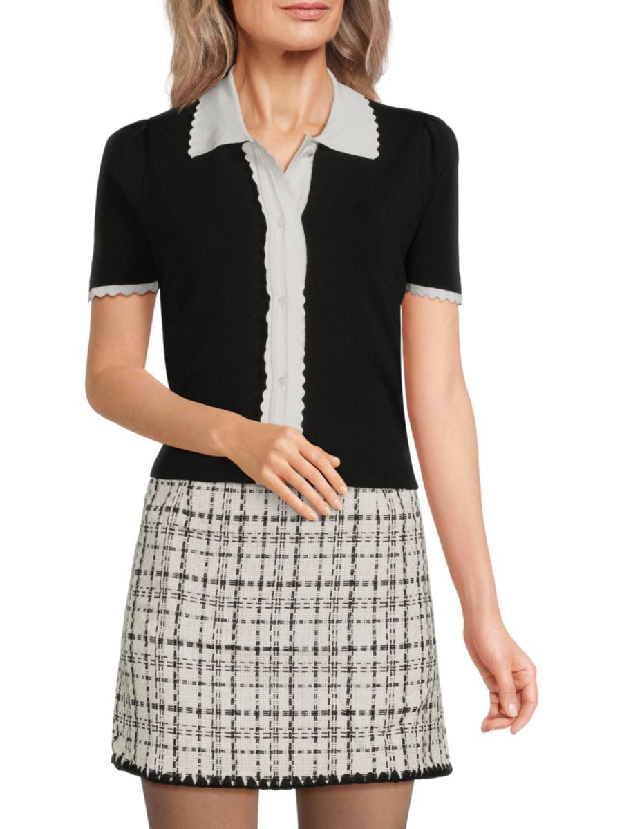 Контрастный свитер с фестончатой отделкой Laundry by Shelli Segal, черный
Контрастный свитер с фестончатой отделкой Laundry by Shelli Segal, черный