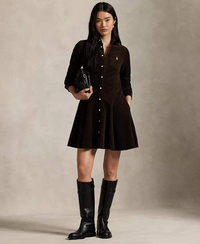 Женское платье-рубашка А-силуэта из хлопкового вельвета Polo Ralph Lauren, коричневый
Женское платье-рубашка А-силуэта из хлопкового вельвета Polo Ralph Lauren, коричневый