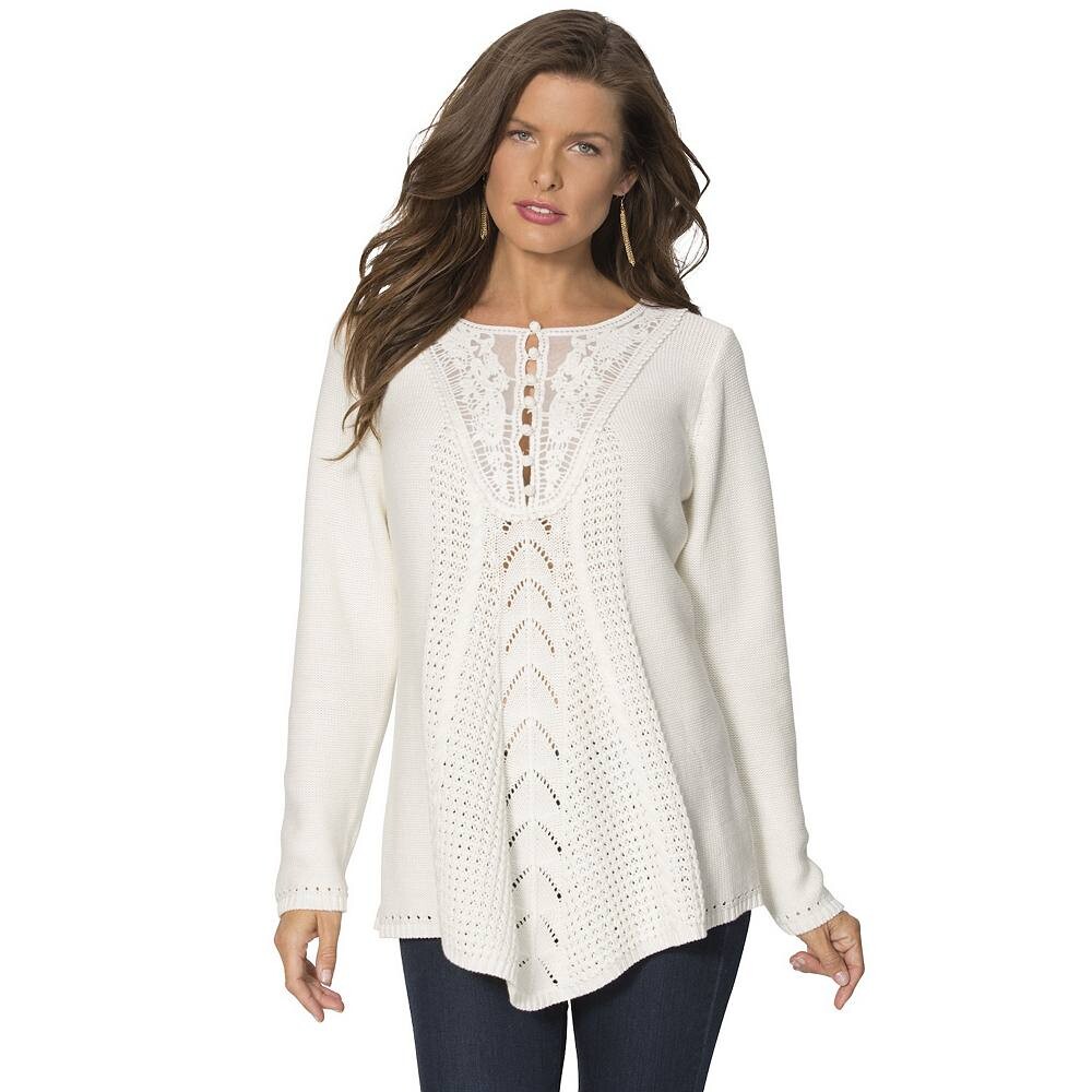 Женский пуловер больших размеров Roaman с кружевной кокеткой Roaman's, цвет Ivory
Женский пуловер больших размеров Roaman с кружевной кокеткой Roaman's, цвет Ivory