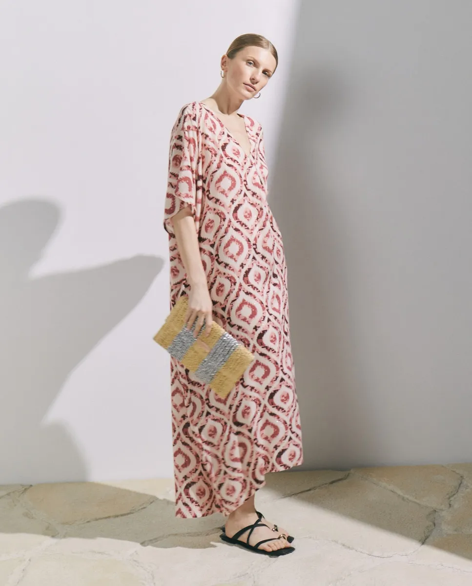 Кафтан икат с полосками люрекса Stella Rittwagen, розовый
Кафтан икат с полосками люрекса Stella Rittwagen, розовый