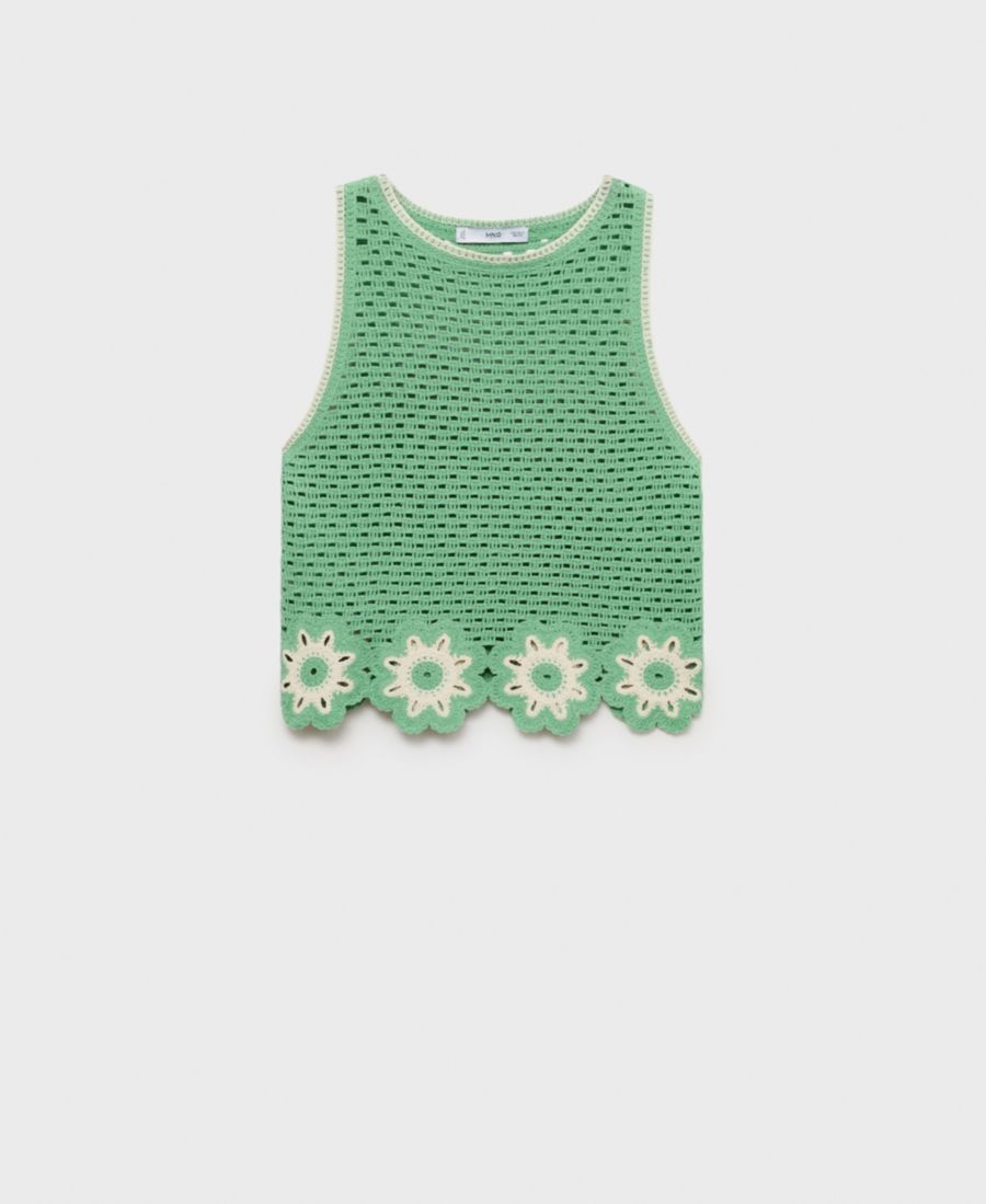 Женский вязаный крючком топ с цветочным узором MANGO, Pastel Green
Женский вязаный крючком топ с цветочным узором MANGO, Pastel Green