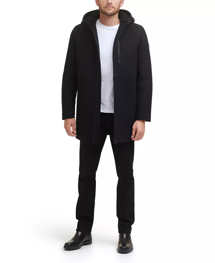 Мужское пальто из шерсти мельтон с деталями из полиуретановой тесьмы Kenneth Cole, черный
Мужское пальто из шерсти мельтон с деталями из полиуретановой тесьмы Kenneth Cole, черный