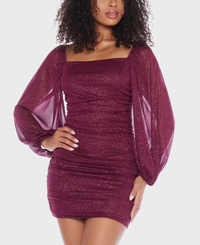 Короткое облегающее платье из блестящего джерси для юниоров B Darlin, фиолетовый
Короткое облегающее платье из блестящего джерси для юниоров B Darlin, фиолетовый