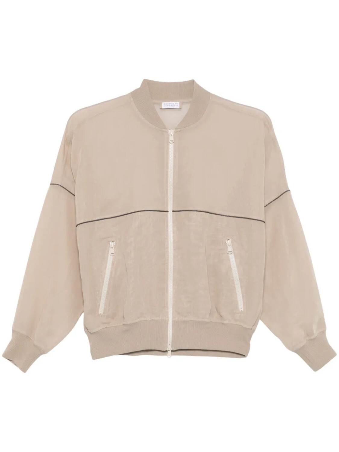 Бомбер из органзы Brunello Cucinelli, нейтральный 
Бомбер из органзы Brunello Cucinelli, нейтральный