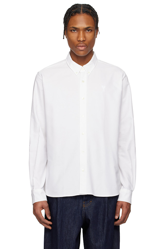 Хлопковая рубашка на пуговицах ami de coeur Ami Paris, белый
Хлопковая рубашка на пуговицах ami de coeur Ami Paris, белый