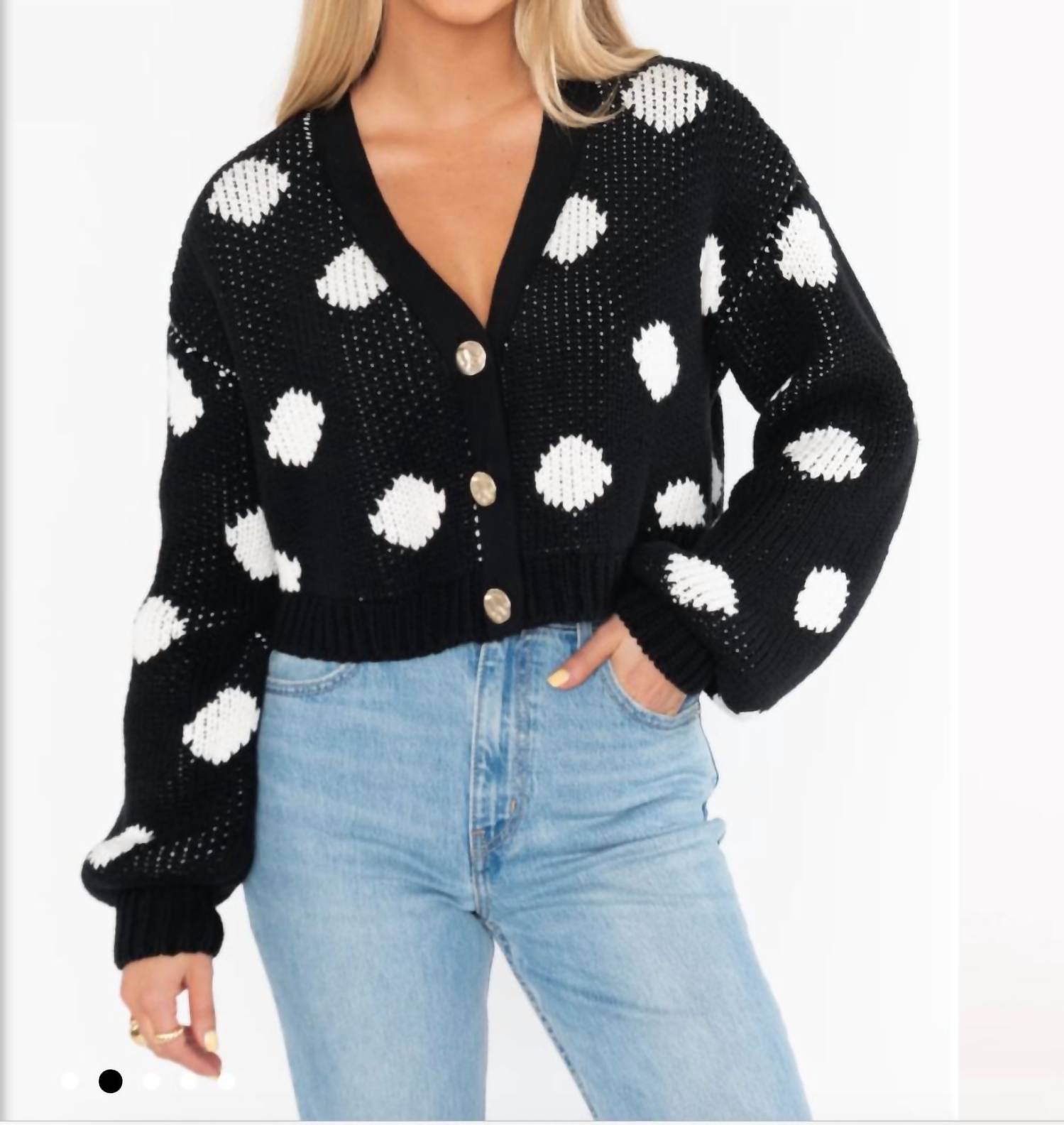 Show Me Your Mumu Белый кардиган в горошек, черный
Show Me Your Mumu Белый кардиган в горошек, черный