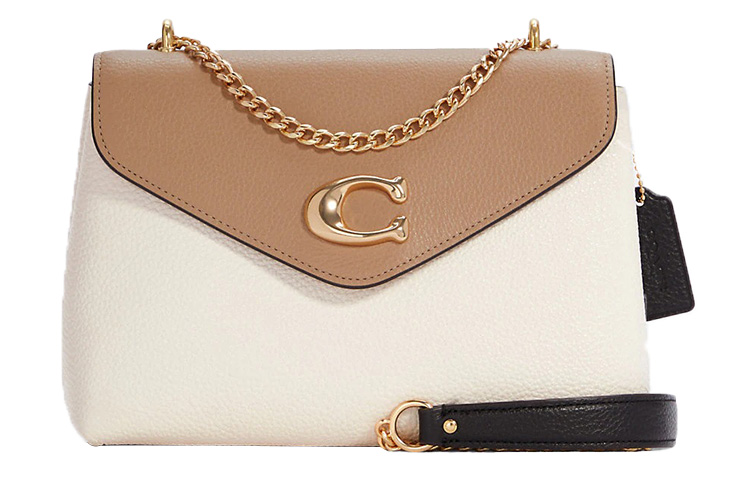 Полированная кожаная сумка с цепью и клапаном на плечо и через плечо среднего размера молочный чай с белыми акцентами COACH
Полированная кожаная сумка с цепью и клапаном на плечо и через плечо среднего размера молочный чай с белыми акцентами COACH