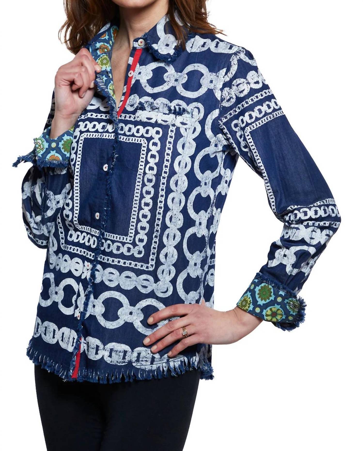 Джинсовая блуза с цепочками в сине-белую полоску Dizzy-Lizzie
Джинсовая блуза с цепочками в сине-белую полоску Dizzy-Lizzie