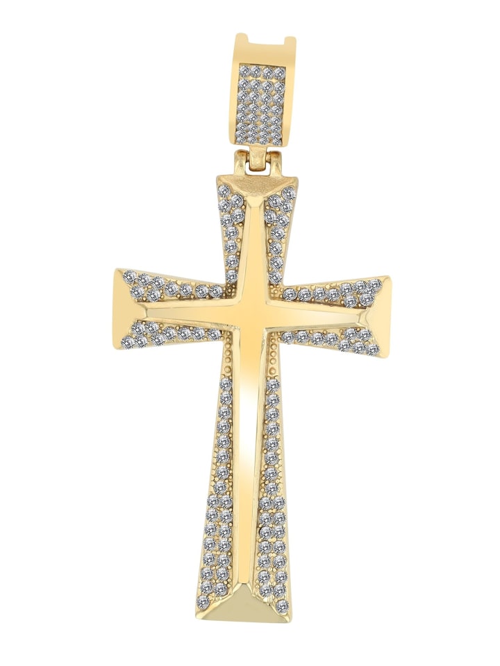 Adeliás Универсальный кулон - крест из нержавеющей стали с золотыми стразами
Adeliás Универсальный кулон - крест из нержавеющей стали с золотыми стразами