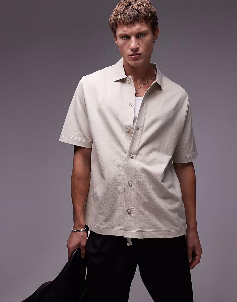 Укороченная футболка с пуговицами, выполненная Topman, кремовый
Укороченная футболка с пуговицами, выполненная Topman, кремовый