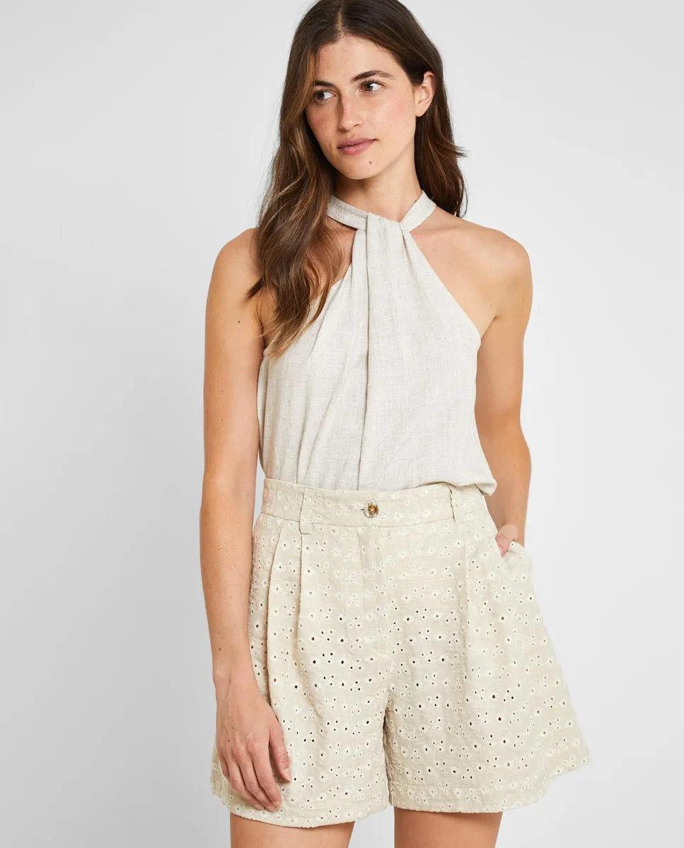 Женский топ без рукавов с воротником-халтер Trucco, бежевый
Женский топ без рукавов с воротником-халтер Trucco, бежевый