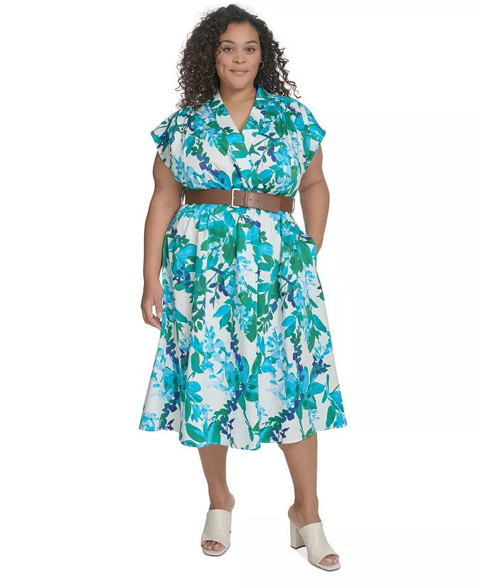 Платье миди больших размеров с цветочным принтом и поясом Calvin Klein, зеленый
Платье миди больших размеров с цветочным принтом и поясом Calvin Klein, зеленый