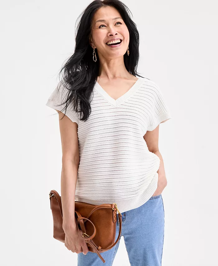 Женский свитер из хлопкового рибана с рукавом долман Style & Co, белый
Женский свитер из хлопкового рибана с рукавом долман Style & Co, белый