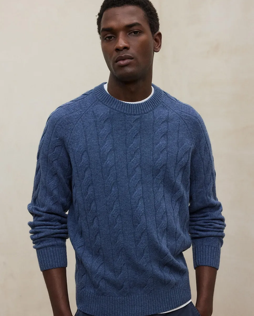 Мужской свитер из толстой пряжи с круглым воротником Ecoalf, синий
Мужской свитер из толстой пряжи с круглым воротником Ecoalf, синий