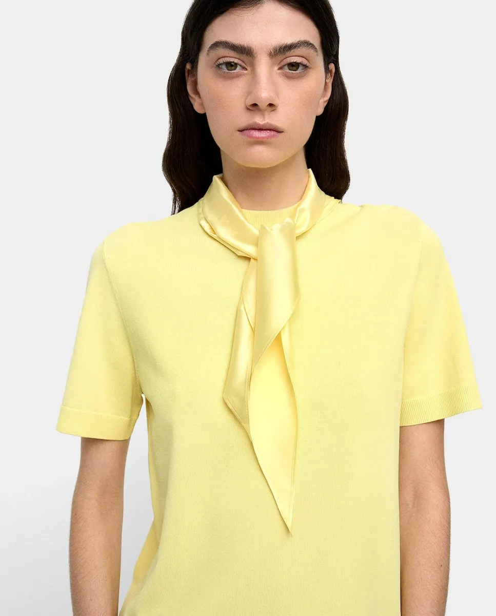 Женский джемпер с коротким рукавом с деталями из атласного платка Parfois, желтый
Женский джемпер с коротким рукавом с деталями из атласного платка Parfois, желтый