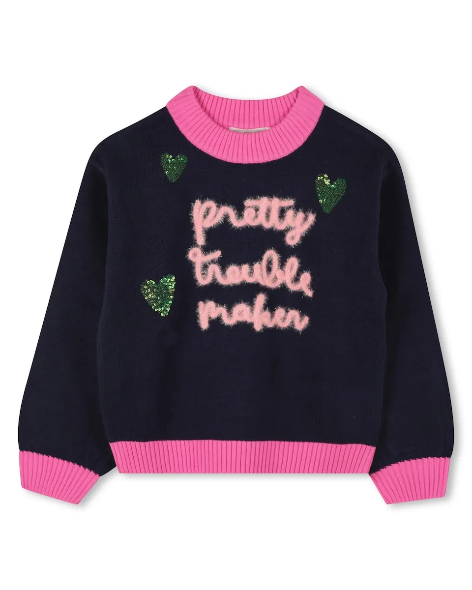 Джерси для девочки с жаккардовым узором и контрастными элементами Billieblush, темно-синий/розовый
Джерси для девочки с жаккардовым узором и контрастными элементами Billieblush, темно-синий/розовый