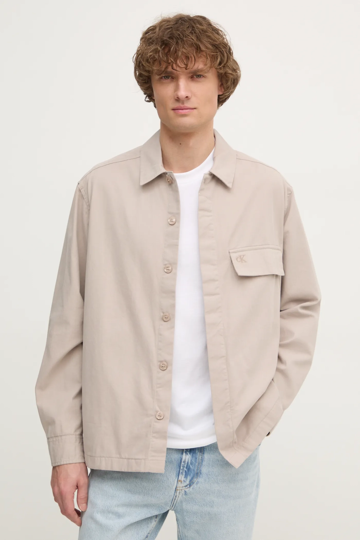 Хлопковая рубашка Calvin Klein Jeans, бежевый 
Хлопковая рубашка Calvin Klein Jeans, бежевый