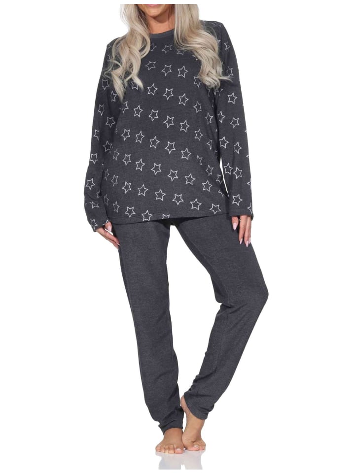 NORMANN Длиннорукавная пижама из махровой ткани с манжетами и звездами, выполненная в антрацитовом меланже
NORMANN Длиннорукавная пижама из махровой ткани с манжетами и звездами, выполненная в антрацитовом меланже