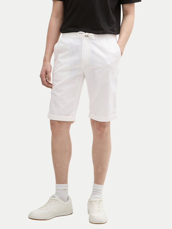 Шорты из ткани обычного кроя 1044715 Tom Tailor, белый 
Шорты из ткани обычного кроя 1044715 Tom Tailor, белый