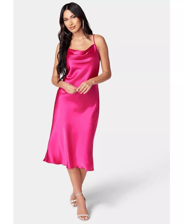 Женское атласное платье-комбинация миди Bebe, зеленый
Женское атласное платье-комбинация миди Bebe, зеленый